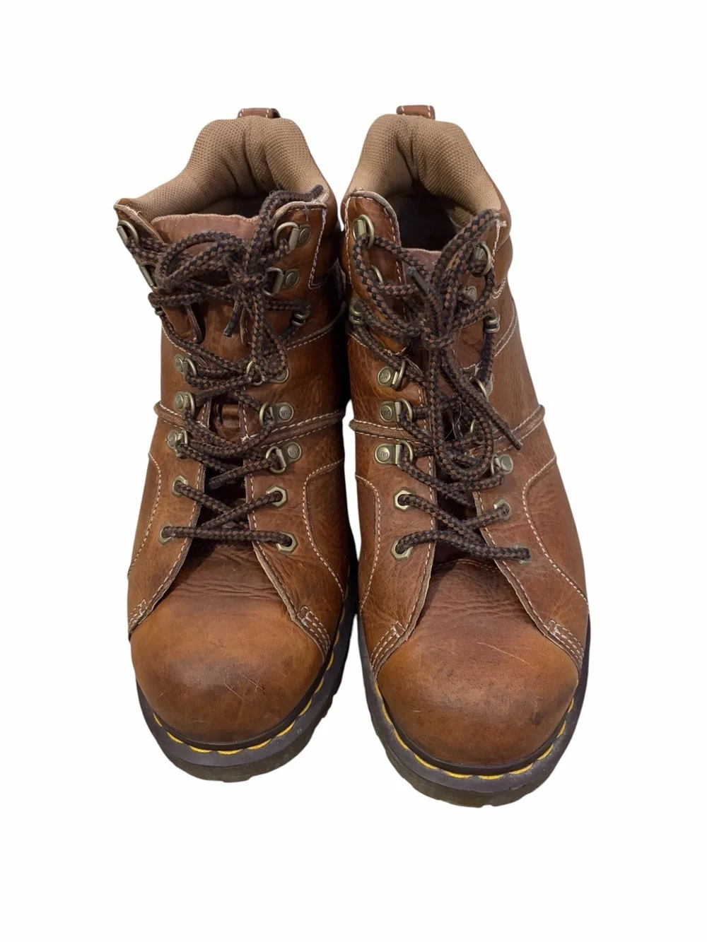 Dr Martens Fynn Chunky Lace Up Boots Mens 12 Brown Leather Ankle Boots
